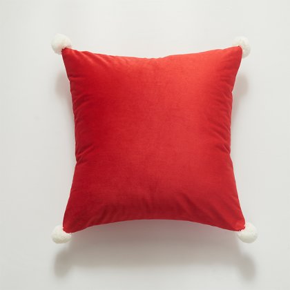 Red Velvet Polyester Christmas Festival Pillow Covers With Ball Accessaries For Gift