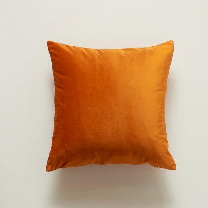 Orange Color Plain Velvet Soft Pillow Cover For Coffee Bar